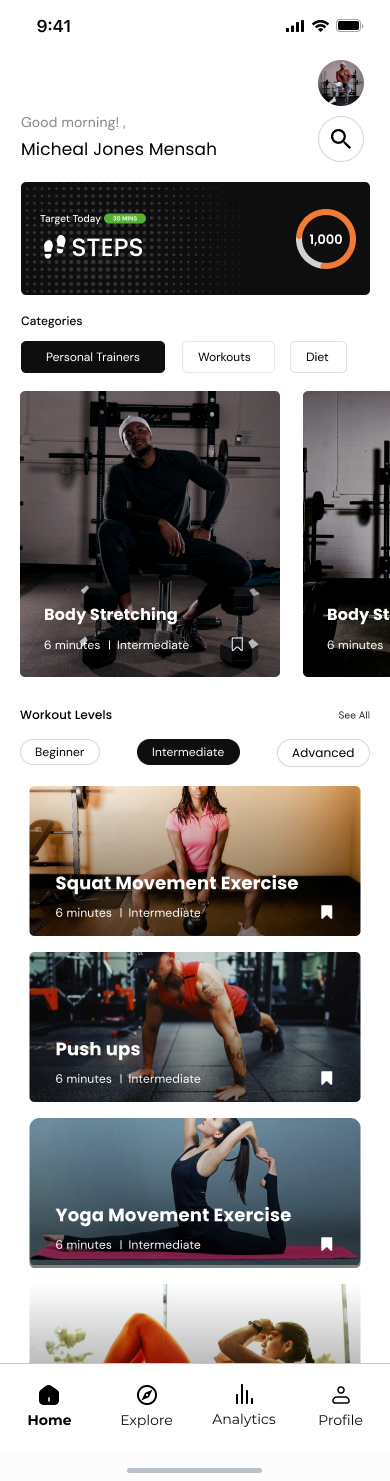 Fit By Jonetics mobile app interface showing workout tracking features